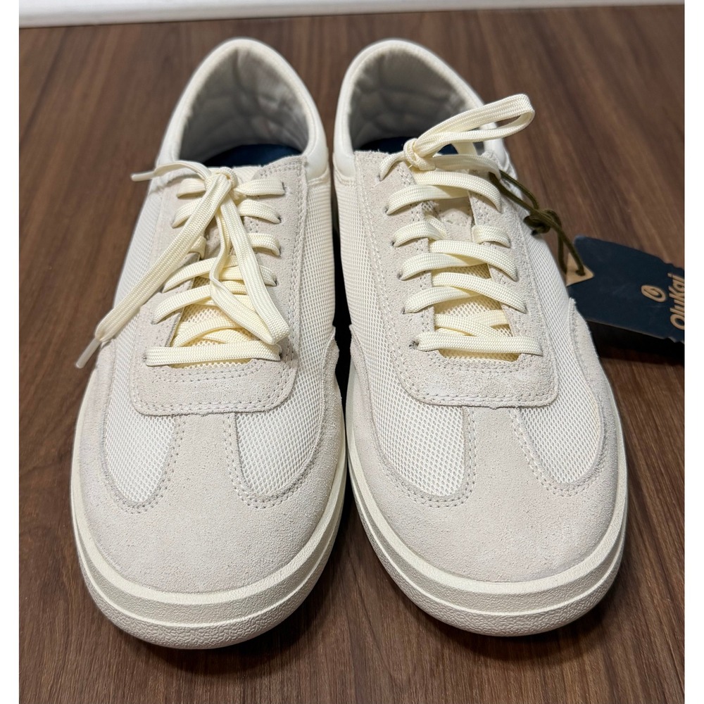 OluKai Punini Men's White Sand (Beige) Suede Mesh Sneakers Low Top Shoes Sz 8 - Picture 5 of 10